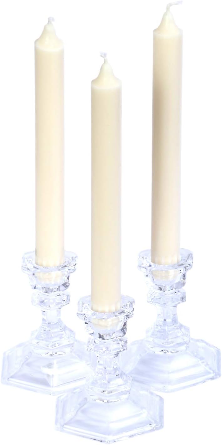 Tall 8-inch White Taper Dinner Natural Candles, Clean Burning, Smokeless (20 Count)