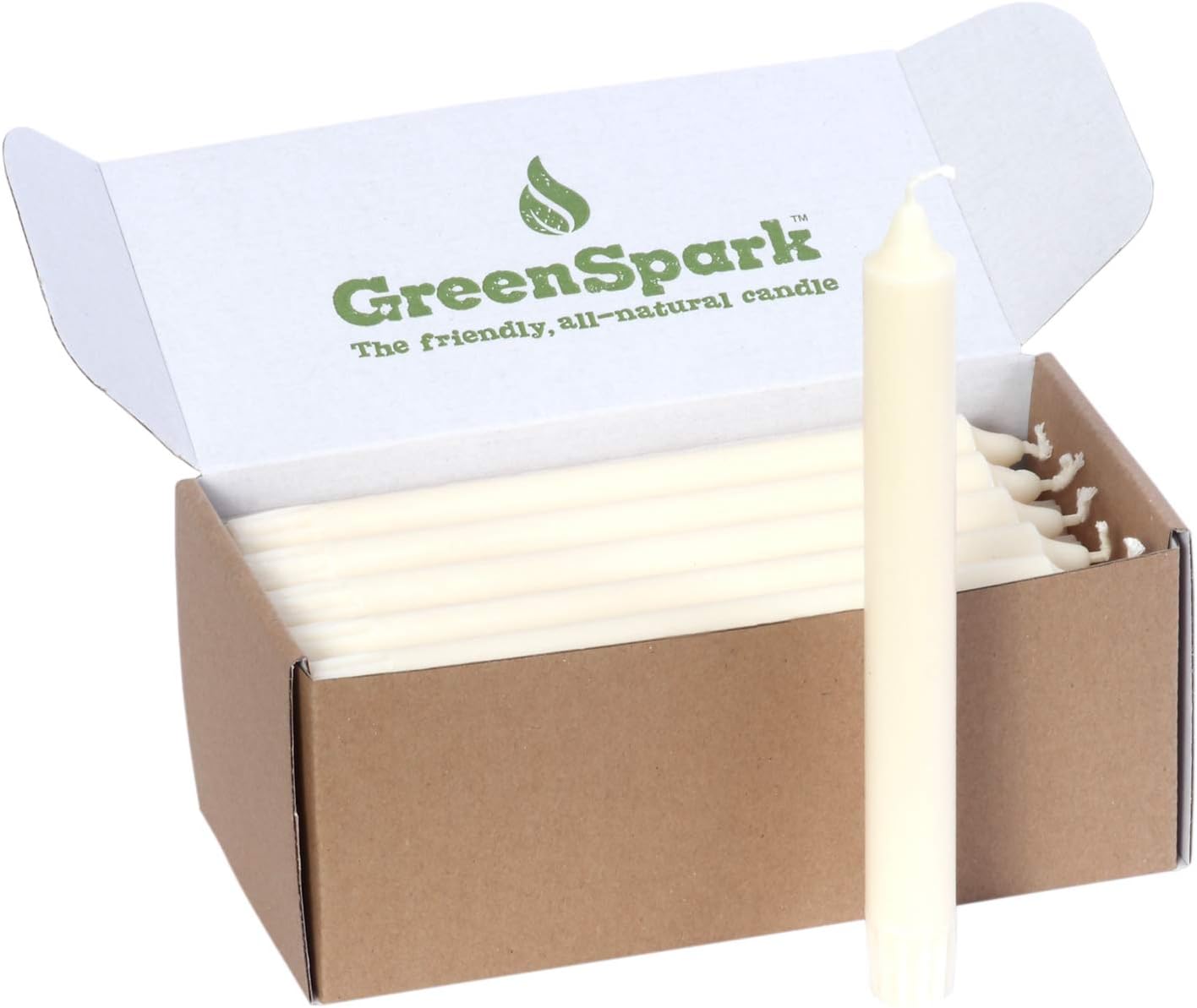Tall 8-inch White Taper Dinner Natural Candles, Clean Burning, Smokeless (20 Count)