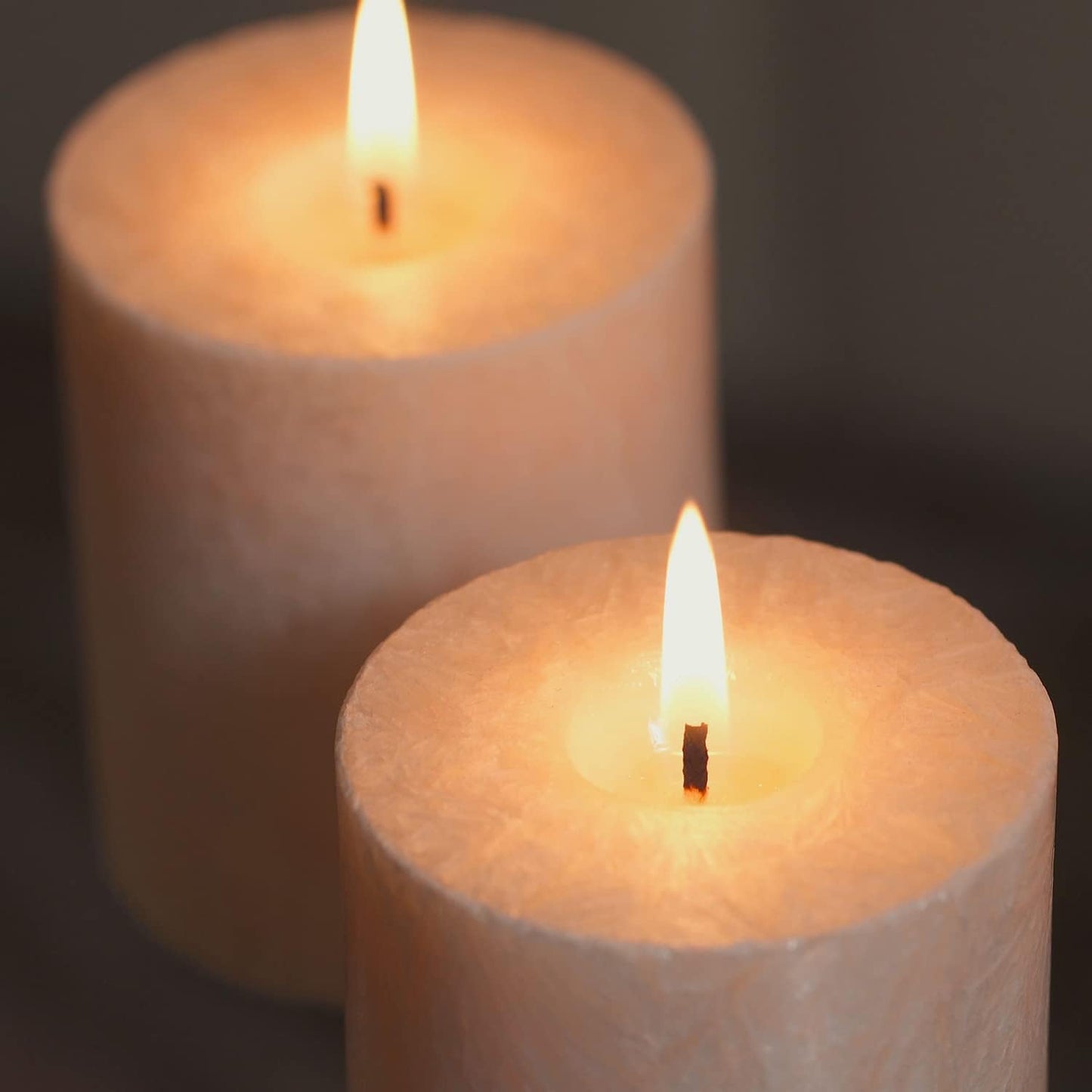 Unscented Pillar Natural Candles, Clean Burning, Dripless, Smokeless Set of 4 (2.75” x 3” Marble White)