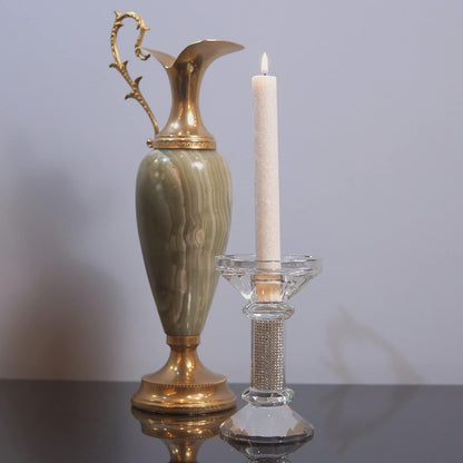 Tall Natural Marble Taper Dinner Candles, Clean Burning, Smokeless (16 Count)