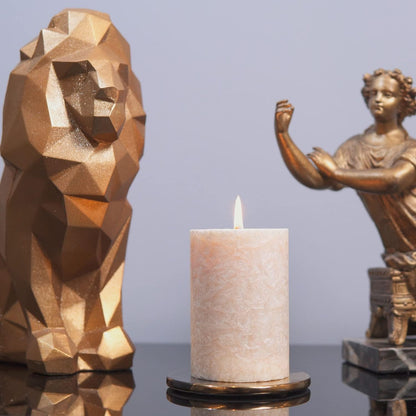 Unscented Pillar Natural Candles, Clean Burning, Dripless, Smokeless Set of 4 (2.75” x 3” Marble White)