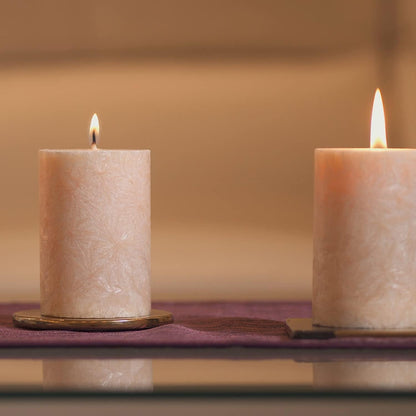 Unscented Pillar Natural Candles, Clean Burning, Dripless, Smokeless Set of 4 (2.75” x 3” Marble White)