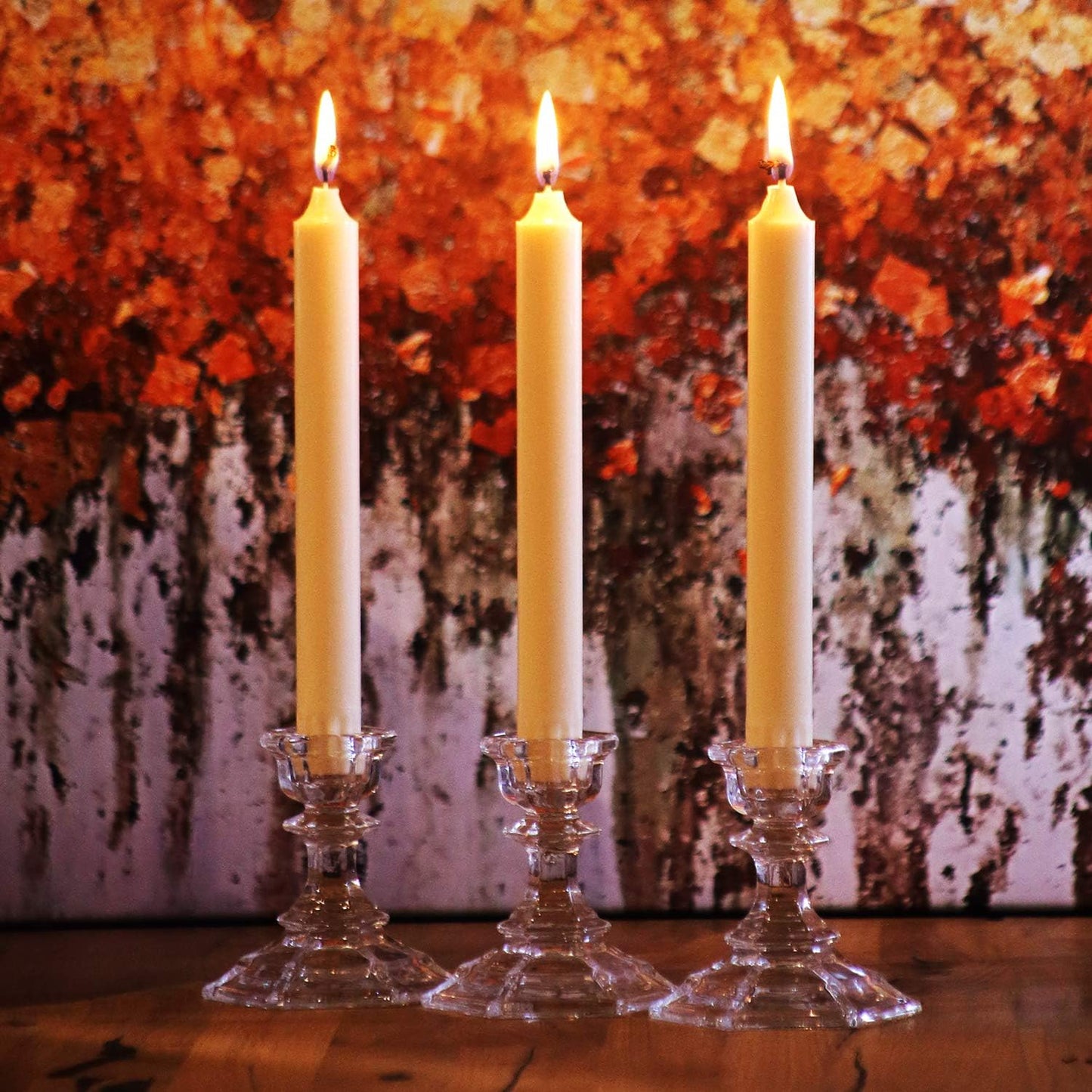 Tall Natural Marble Taper Dinner Candles, Clean Burning, Smokeless (16 Count)